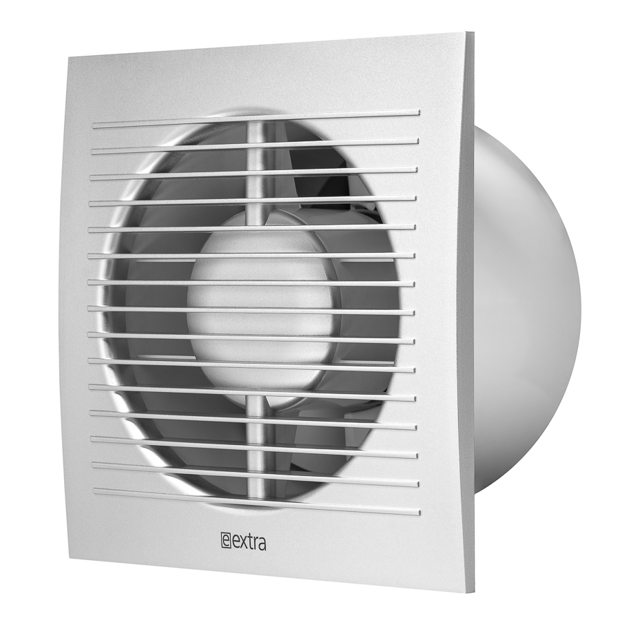 ventilatore elettrico E-EXTRA, Ø125mm, con un temporizzatore, sensore di umidità, argento