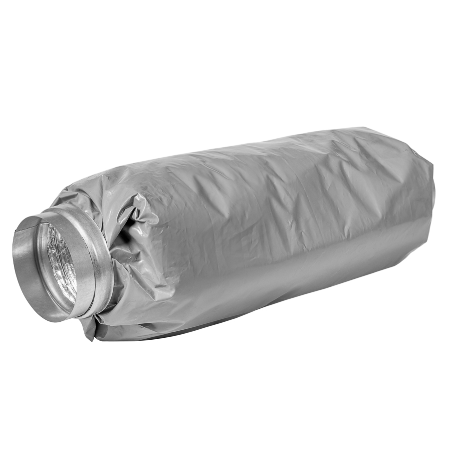 flexible silencer, Ø125mm-1.2m, insulation 25mm, female sleeves